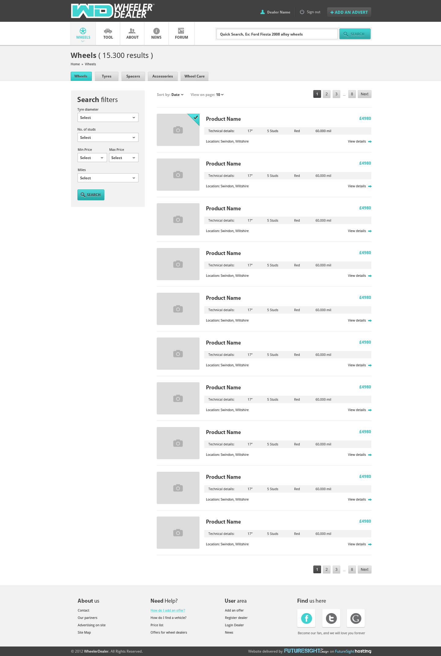 Wheeler dealer listing page